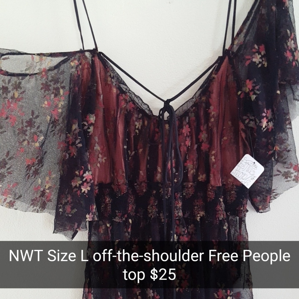 Free people off-the-shoulder flowy top! NWT.